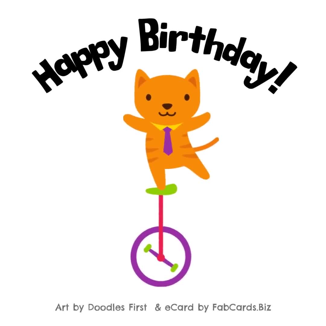 Kitty Cat eCard birthday gif (with free bonus gif)