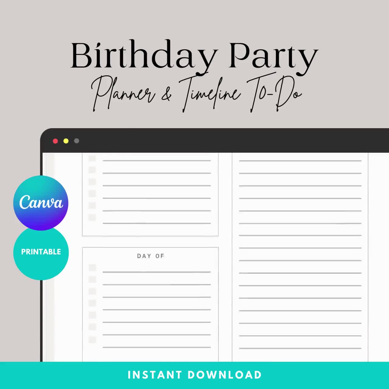 Birthday Planner Online Printable Party Planner, Event Planner,
