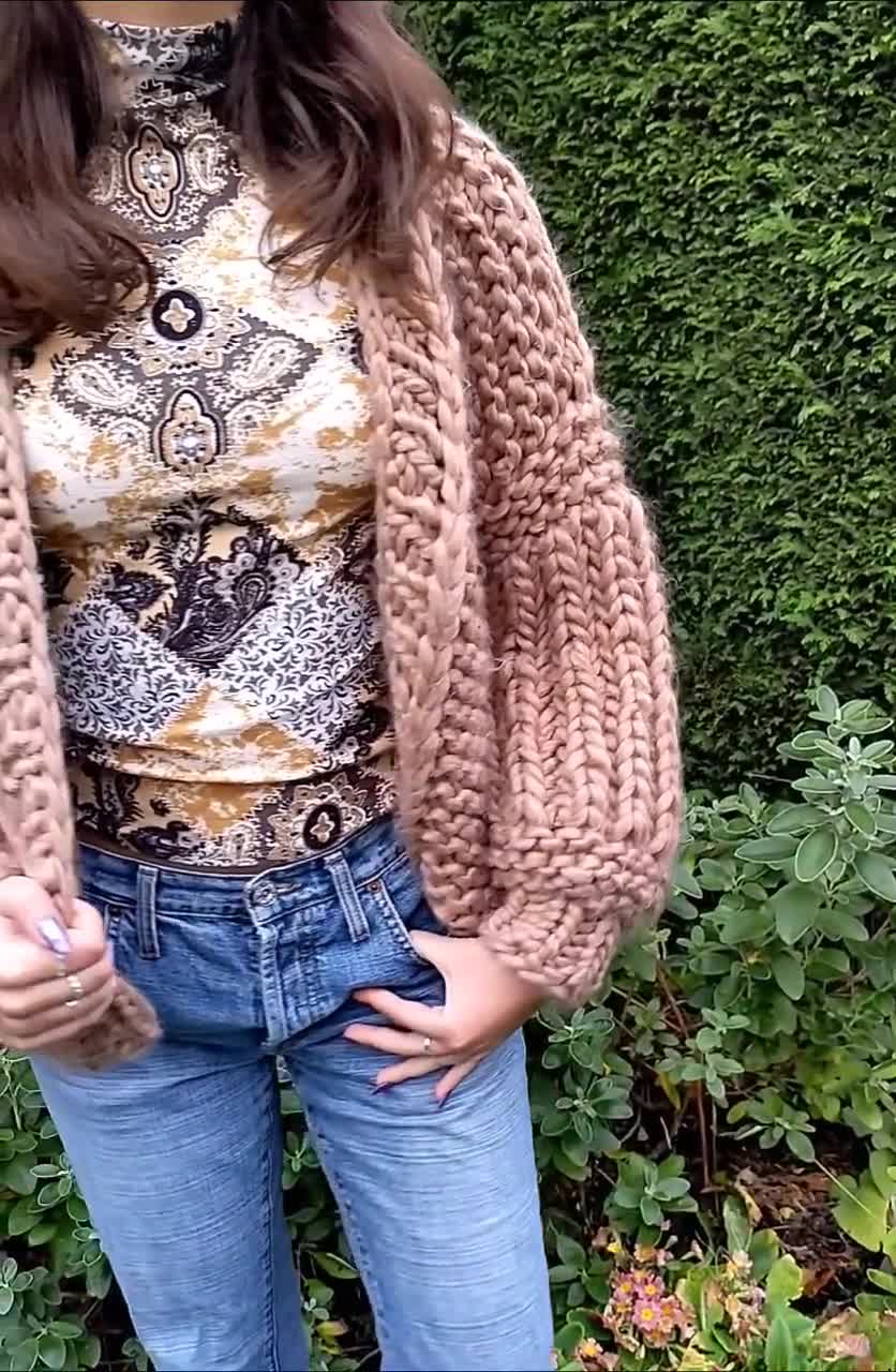 Knitting PATTERN- Bishop Sleeve Jacket/bulky Bomber Cardigan/ Hand