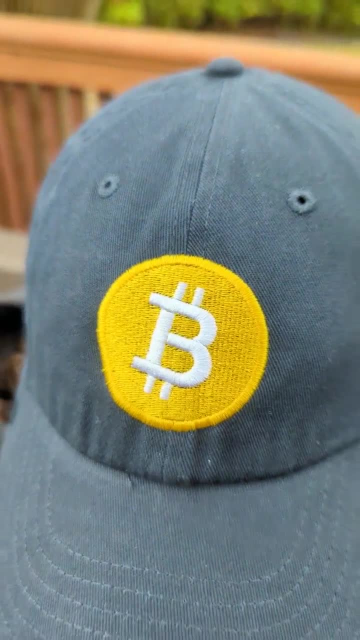 Bitcoin-baseballpet - zwart op zwart geborduurde medaillonhoed