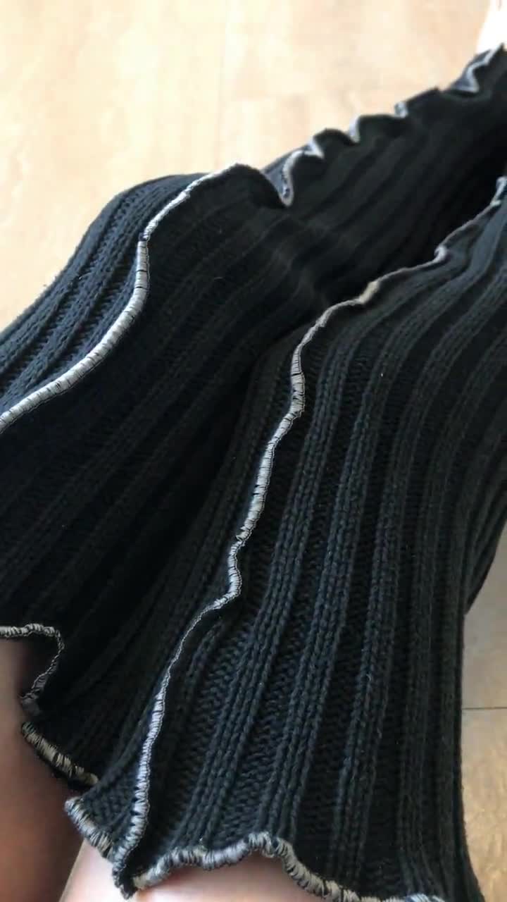 Vintage Leg Warmers Black Sweater Knit Socks Gray Otk Knee Socks