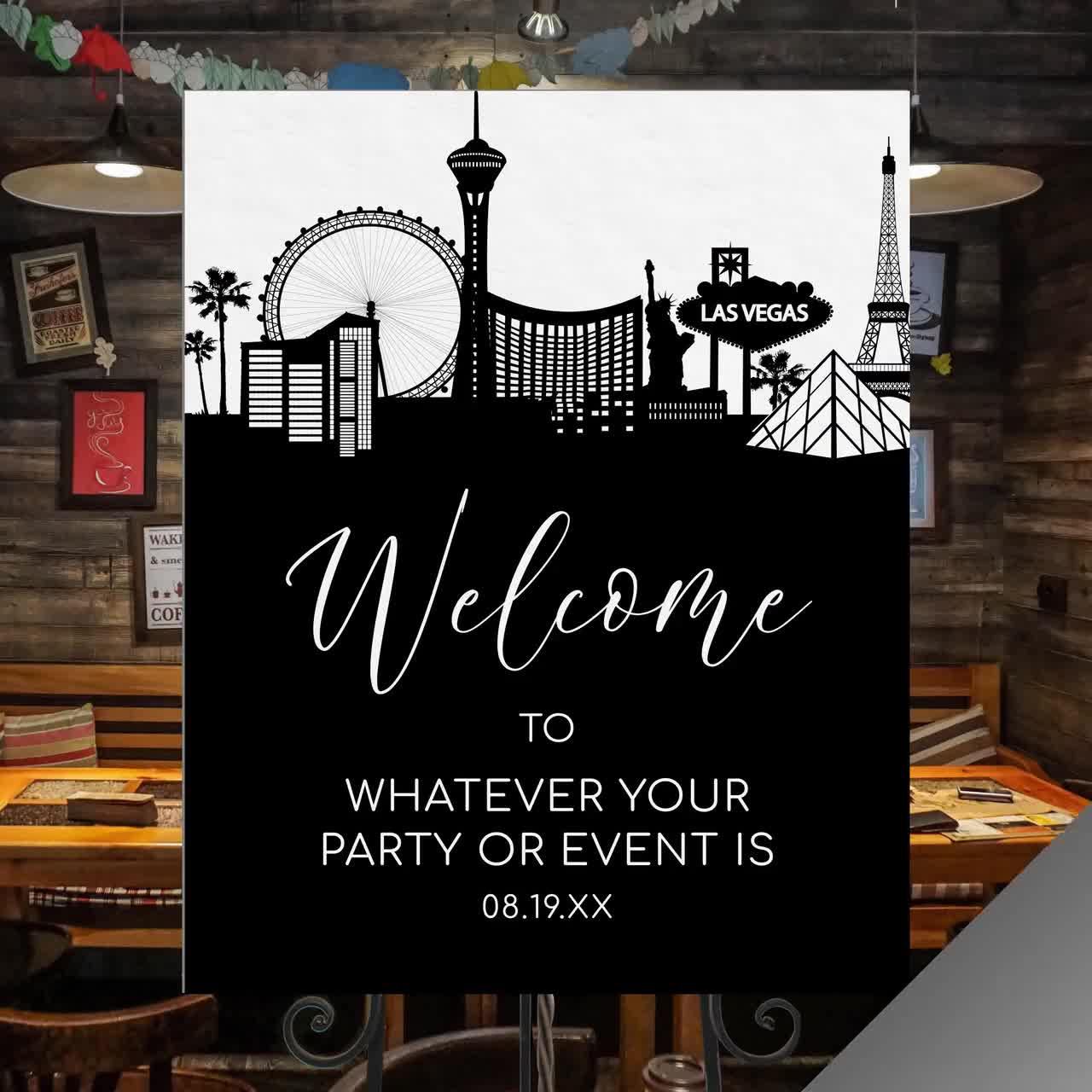 Las Vegas Themed Welcome Signs, Vegas Welcome Sign, Printable Party Sign,  Instant Download, Corjl Template, Las Vegas Themed Party signs