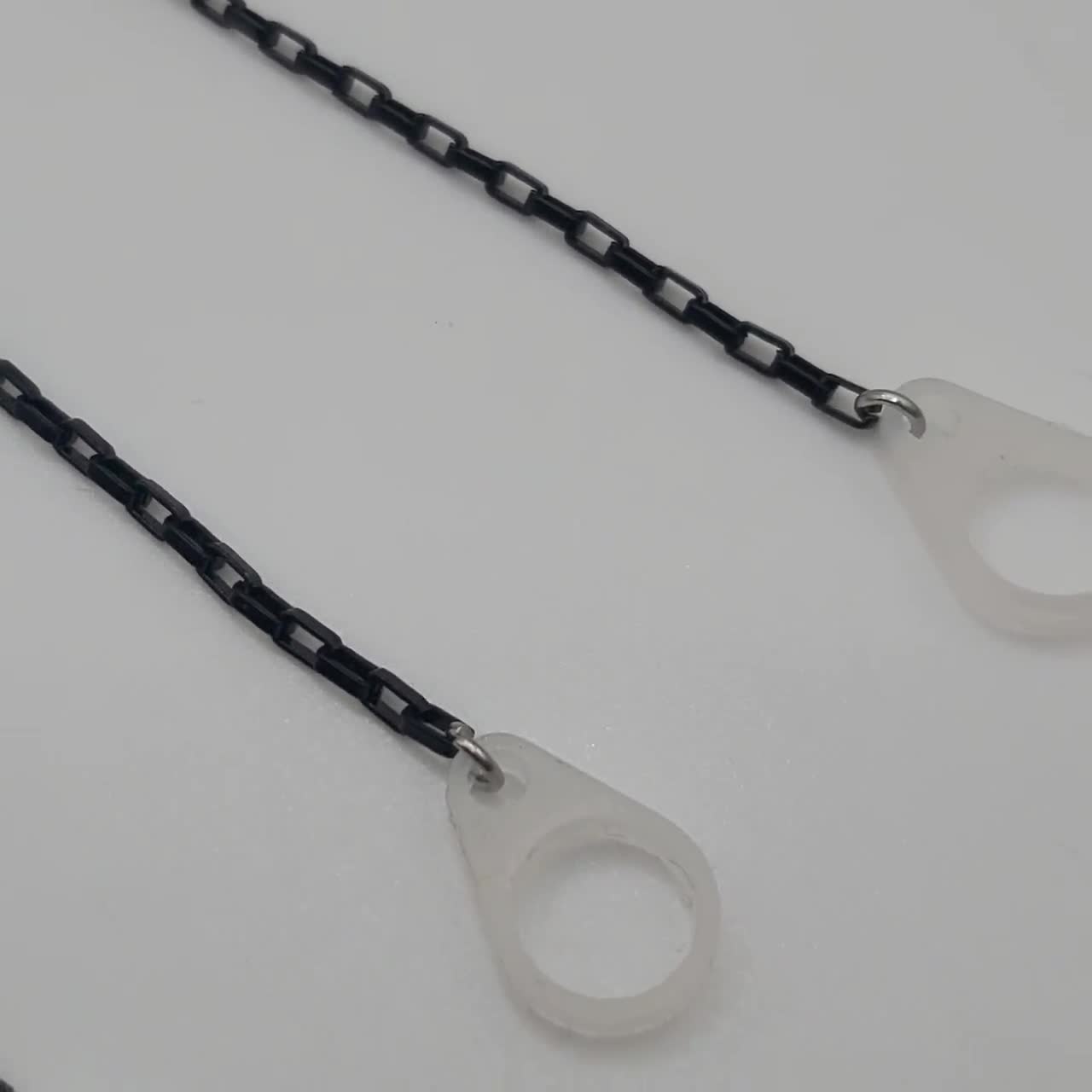 Black cable chain earrings for Loop Earplugs – Purple Heart Design