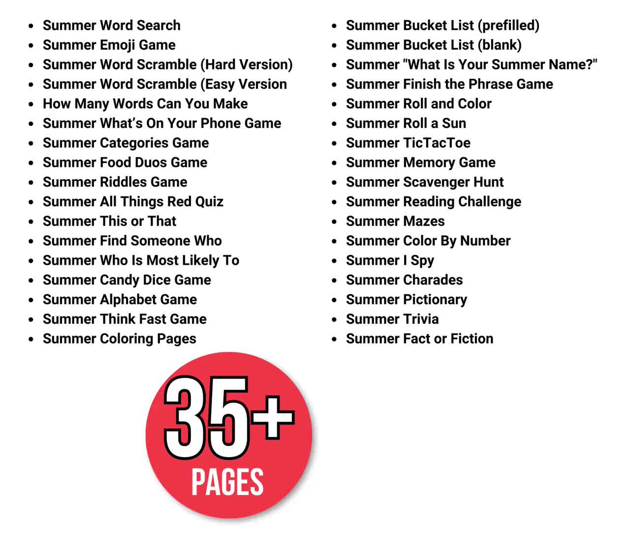 Summer Activities Bundle, Summer Activities for Kids, Fun Kids Summer  Activities, Summer Games, Summer Games Bundle, Summer Party Games