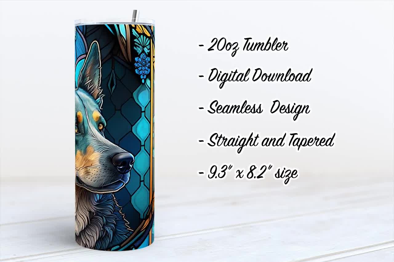 Blue Heeler dog stained glass 20oz Skinny Tumbler Design, Australian  Cattledog glass art, Dog lover gift, Sublimation Wrap, Digital Download