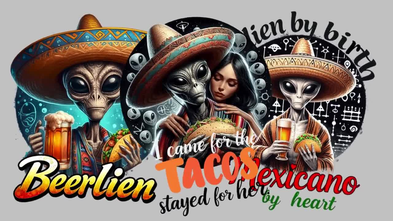 Mexikanischer Alien PNG Clipart, Sombrero, Bier, Taco (Digitaler Download) video poster