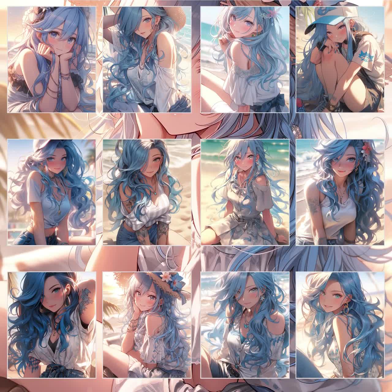 AI GENERATED - Sticker - Anime Girl with blue hair 24212249 PNG