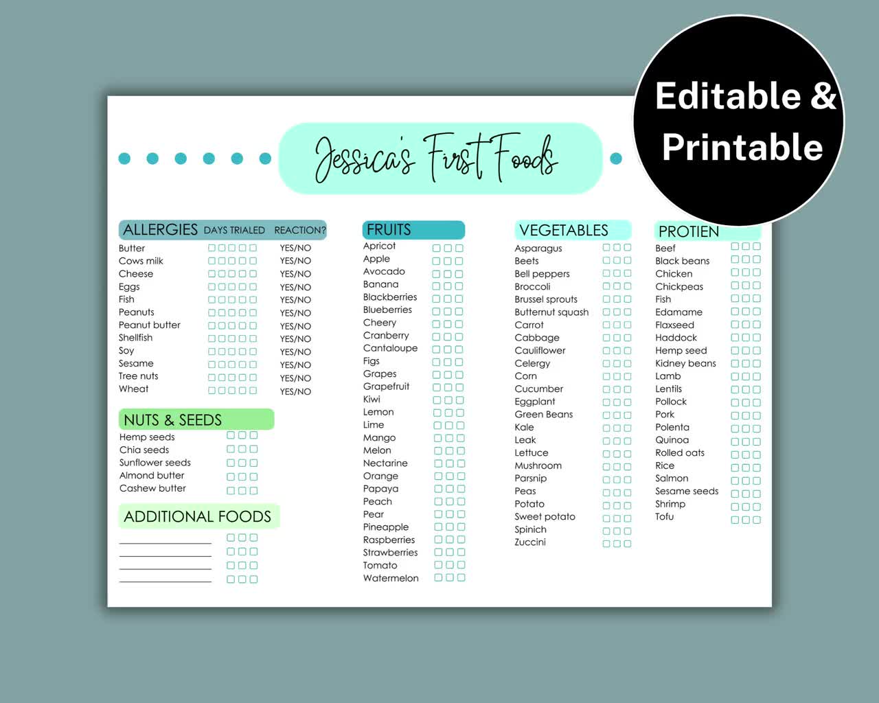 Suivi Des Premiers Aliments Pour Bébé, Tableau Alimentaire Quotidien