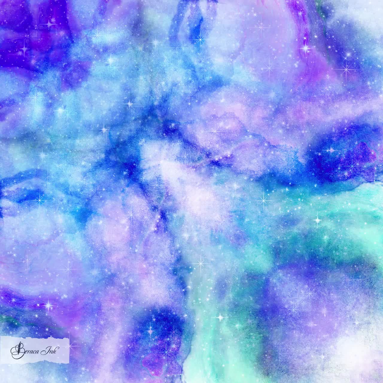 Buy Blue and Green Galaxy Digital Paper, Green Galaxy Paper