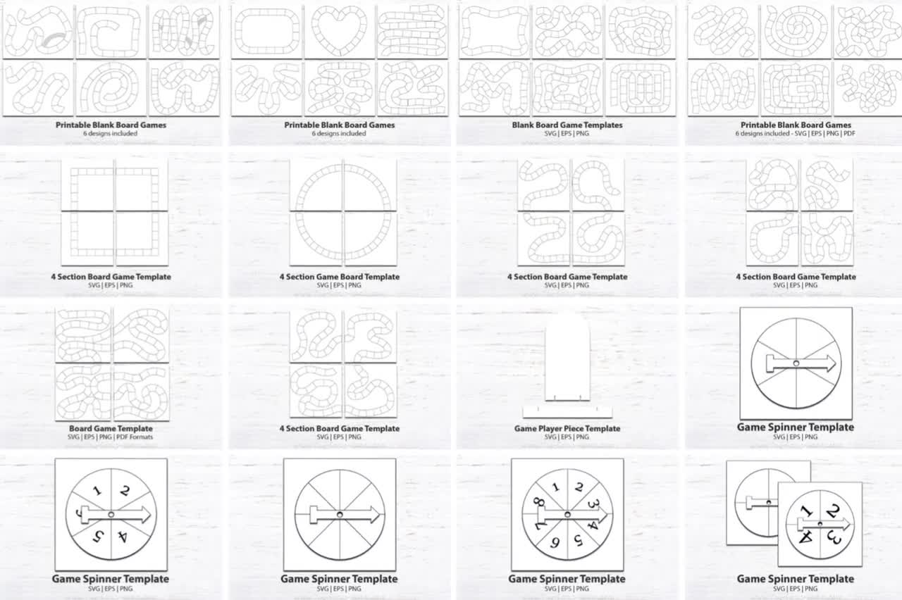 printable-blank-board-game-templates-bundle-kids-game-printable-game-diy-game-spinner-player-pieces-diy-game-game-for-kids-craft-kit-etsy