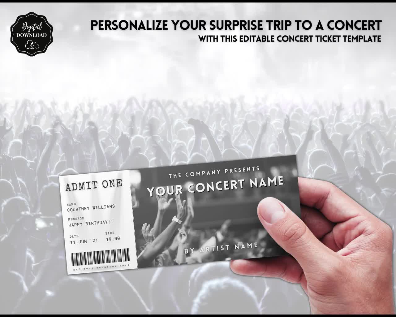 Concert Ticket Template Birthday Concert Ticket Surprise -  Canada