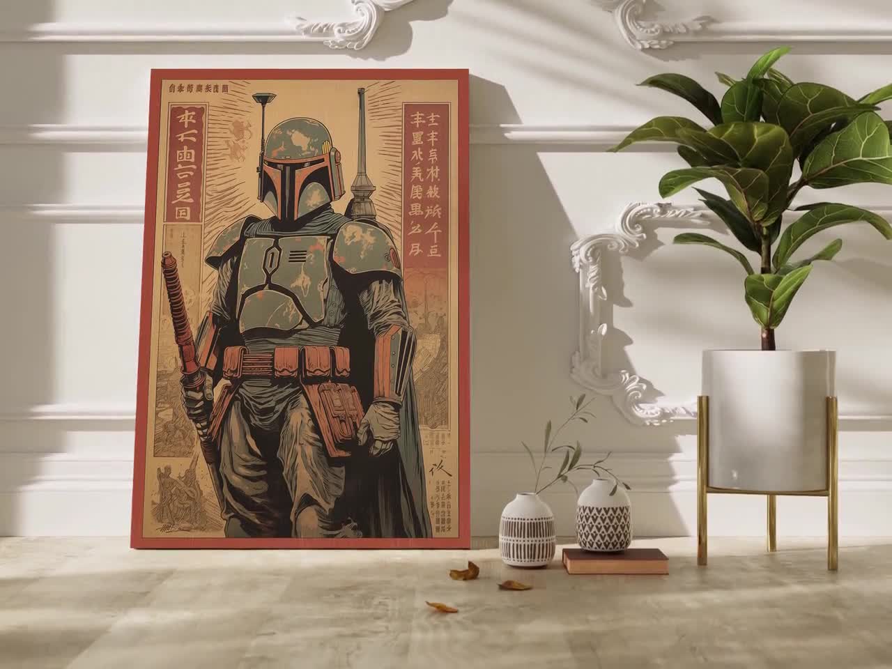 Samurai Boba Fett Star Wars Art Print | Japanese Wood Block Style