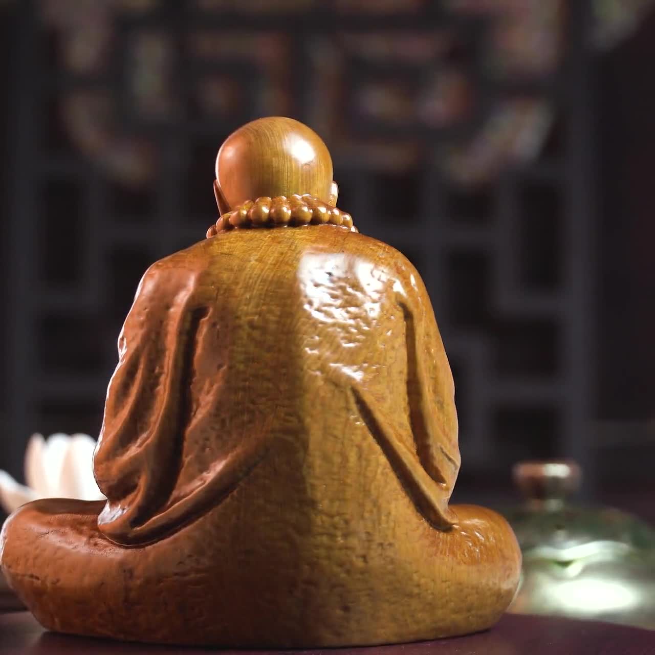 Statua di Bodhidharma seduto in meditazione, arte buddista Feng Shui,  statua di Buddha piccola per la decorazione domestica, decorazione della  scrivania, intaglio del legno -  Italia
