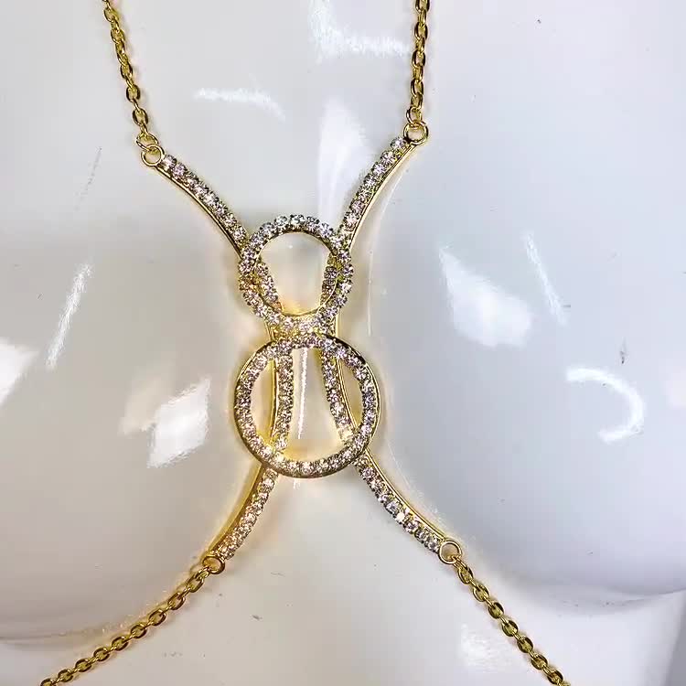 Stainless Steel Choker Chain Bra Body Chain in Gold or Silver