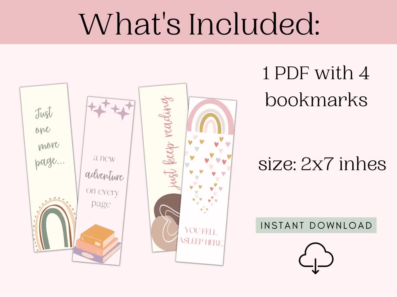 Boho Printable Bookmarks Digital Bookmarks Bookmarks for Adults Book Lovers  Gift Idea Printable Bookmark Digital Bookmark 