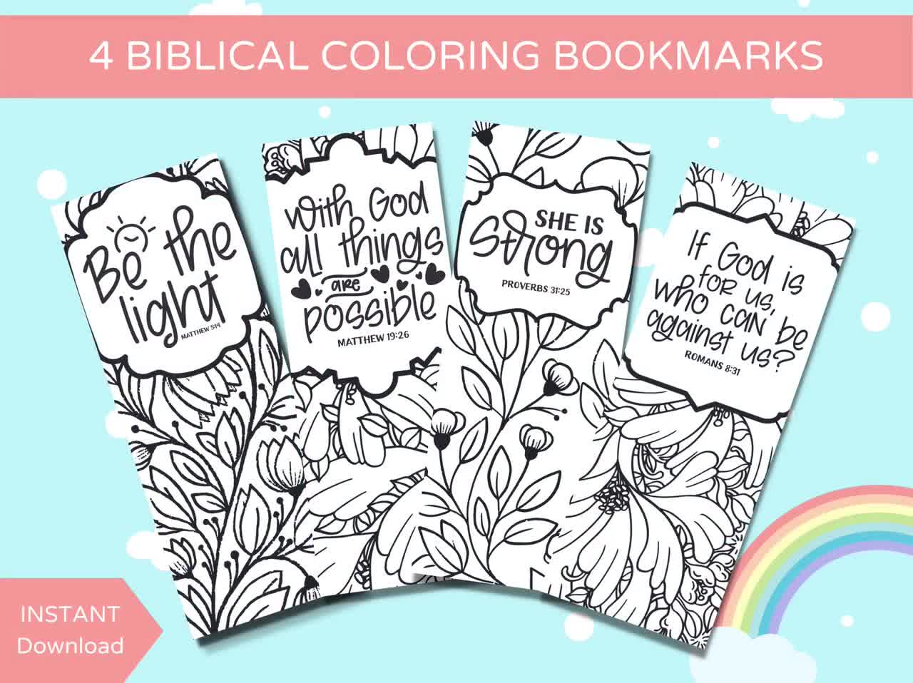 Christian Coloring Bookmarks - Bible Verse Color Your Own Book Marks - Anti  Stress - Art Therapy - Adult Coloring - 100 Bulk Pack All The Same Design