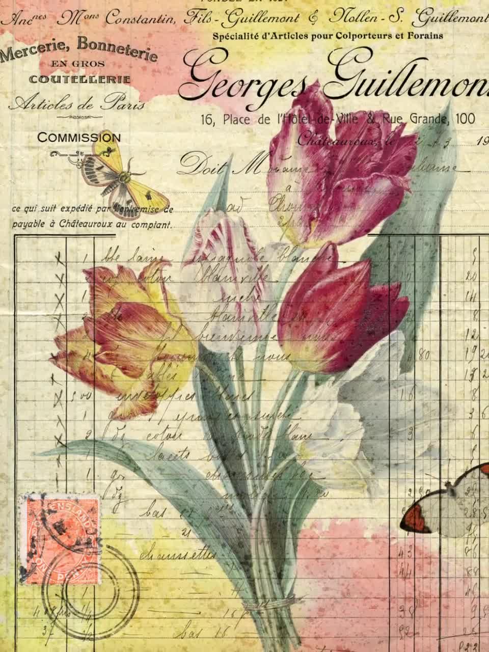 ダージリンページ★写真の60冊 Vintage Botanical Journal Paper, Botanical Digital, Flowers