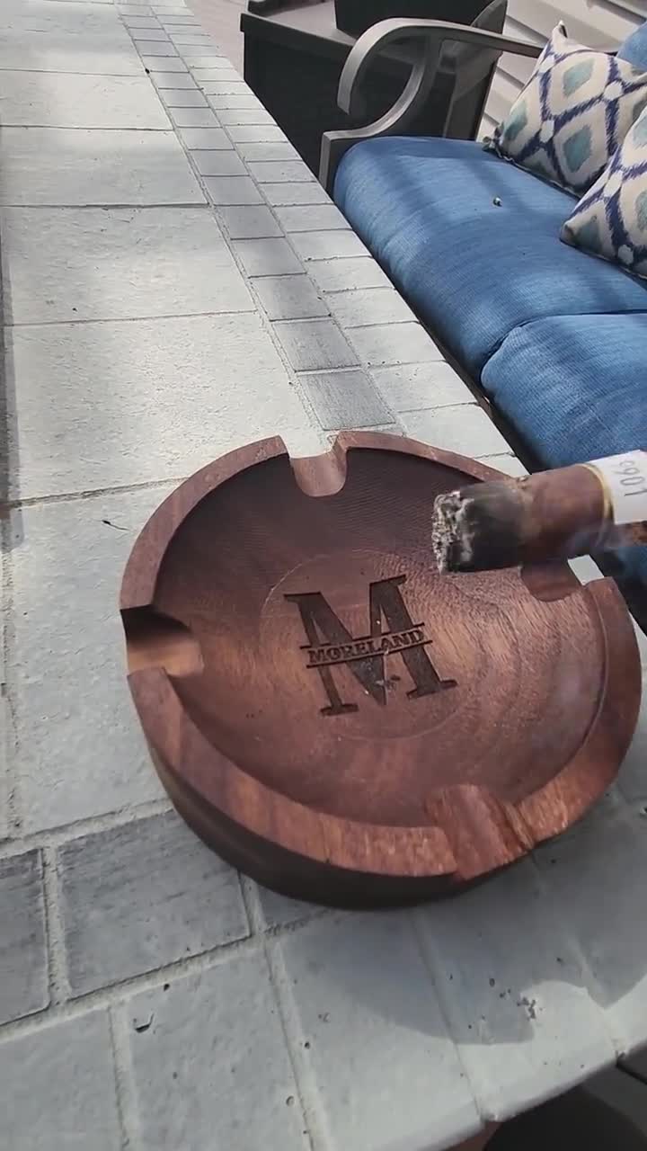 Walnut Cigar Ash Tray, 5 Styles, Monogram Cigar Ash Tray, Gift for