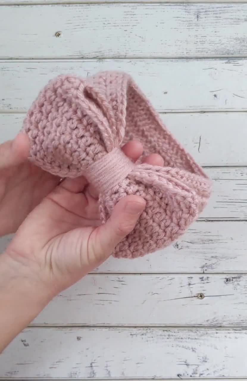 Bow Ear Warmer, Bow Headband, Crochet Bow Head Wrap, Bow