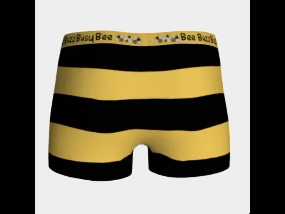 Fun Cute Panties, Bee Underwear Boyshorts, Bee Stripe Pattern