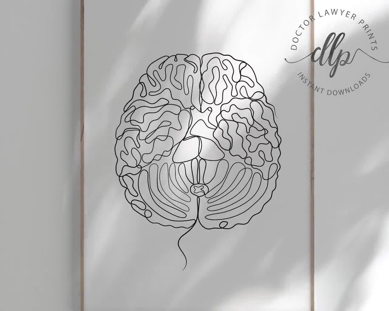 Brain One Line Art Print, Psychology Art, Brain Anatomy Art, Psychology  Office Decor, Psychiatrist Gift, Psychologist Gift, Brain Poster 