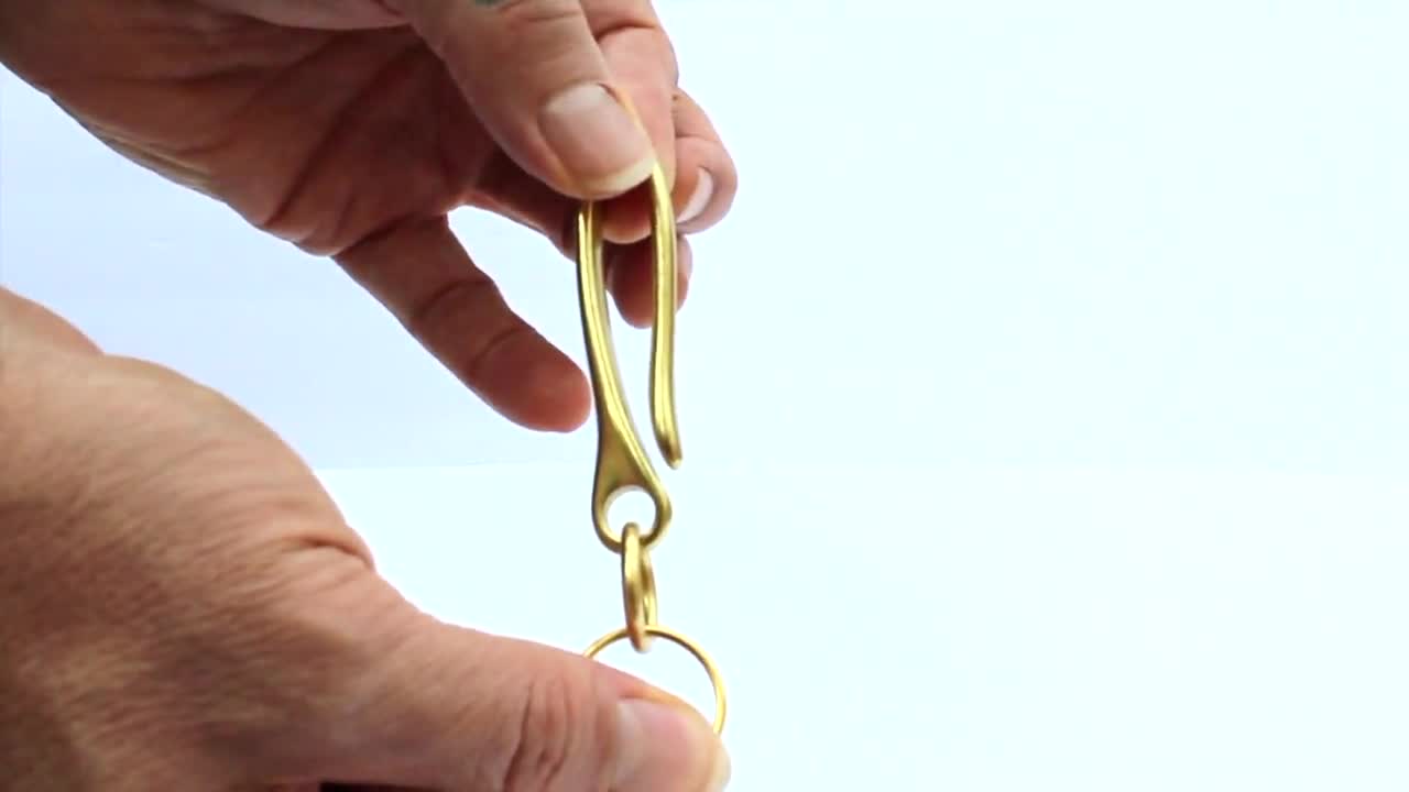 Mens Hook Key Chain / Brass or Nickel Hook / Fish Hook / Key Ring