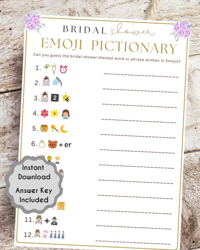 Wedding Emoji Pictionary Free Printable With Answers! Leap