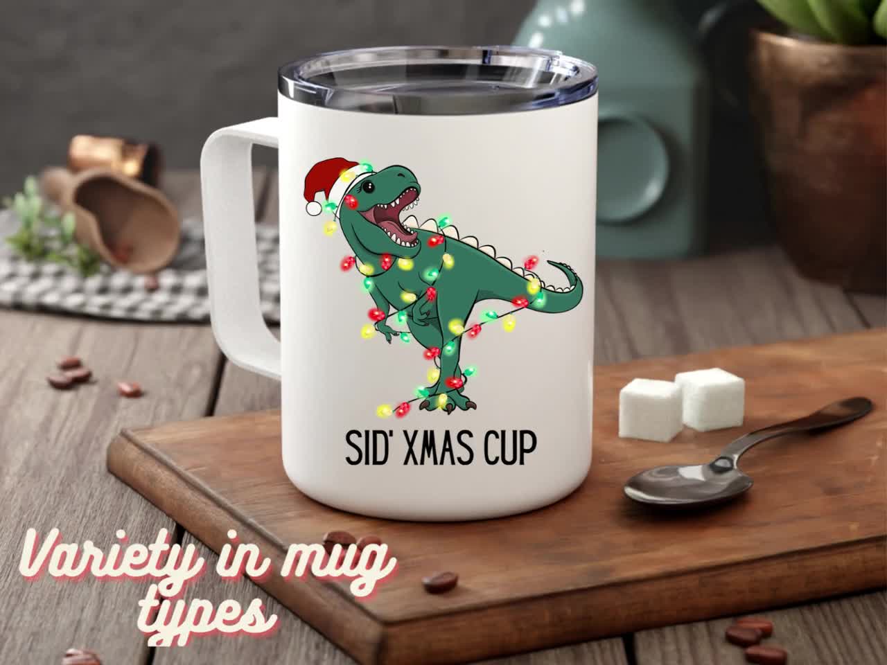 Andaz Press Personalized Kids Christmas Hot Chocolate Mug - 11oz Stainless Steel Campfire Cup, Custom Name - View #3