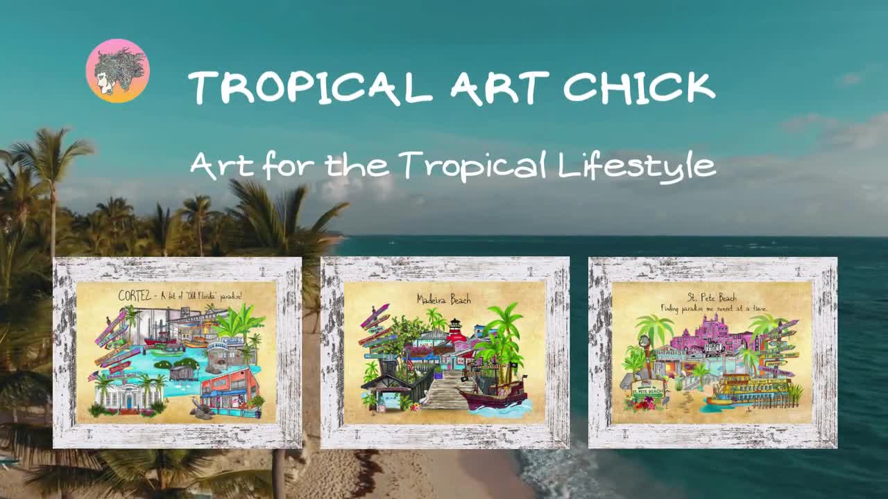 Impresión artística en acuarela de Madeira Beach: Decoración náutica costera video poster