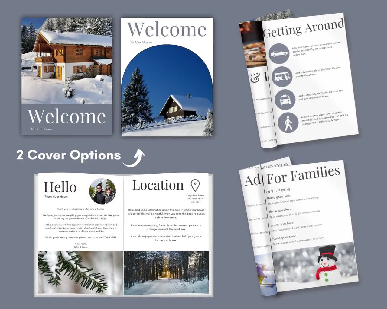 Airbnb Welcome Book Ski Chalet Theme, Airbnb Ski Lodge, Airbnb Snow Cabin,  Airbnb Template, Airbnb Guest Book, Airbnb Host Pack, VRBO Book