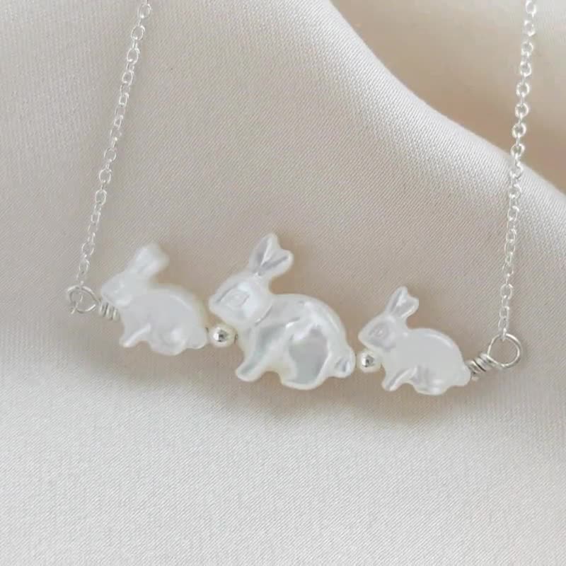 Bunny Mom Necklace • Mother & Baby Bunnies • Rabbit Jewelry