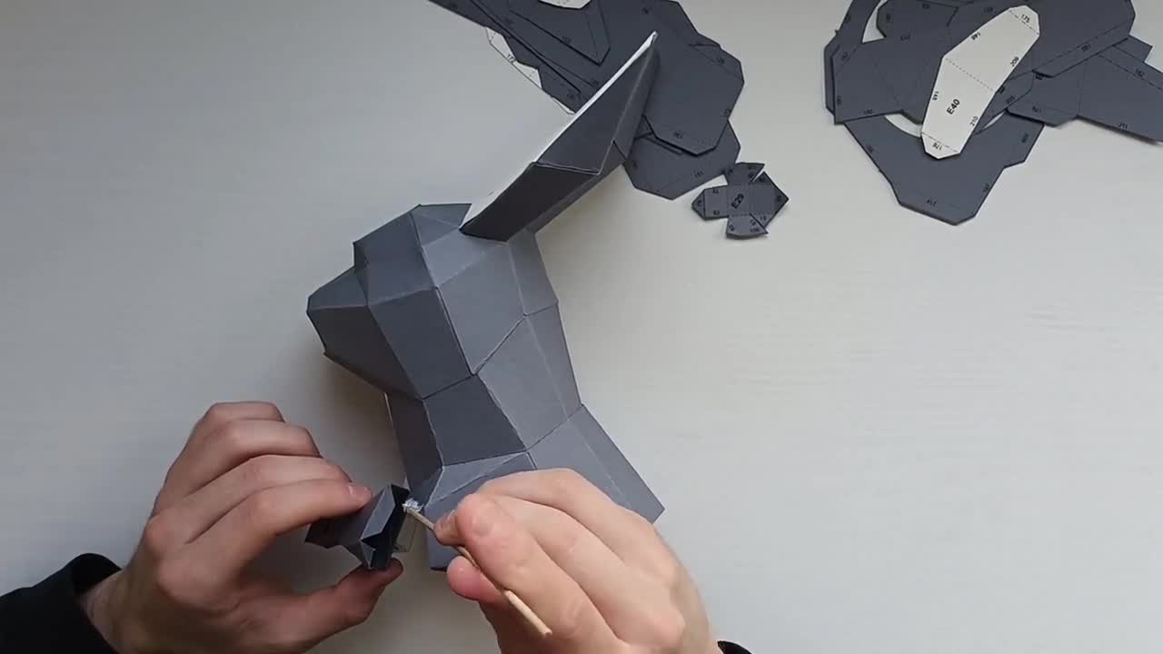 Two Bunnies Papercraft 3D, Low Poly Rabbit, Digital Template