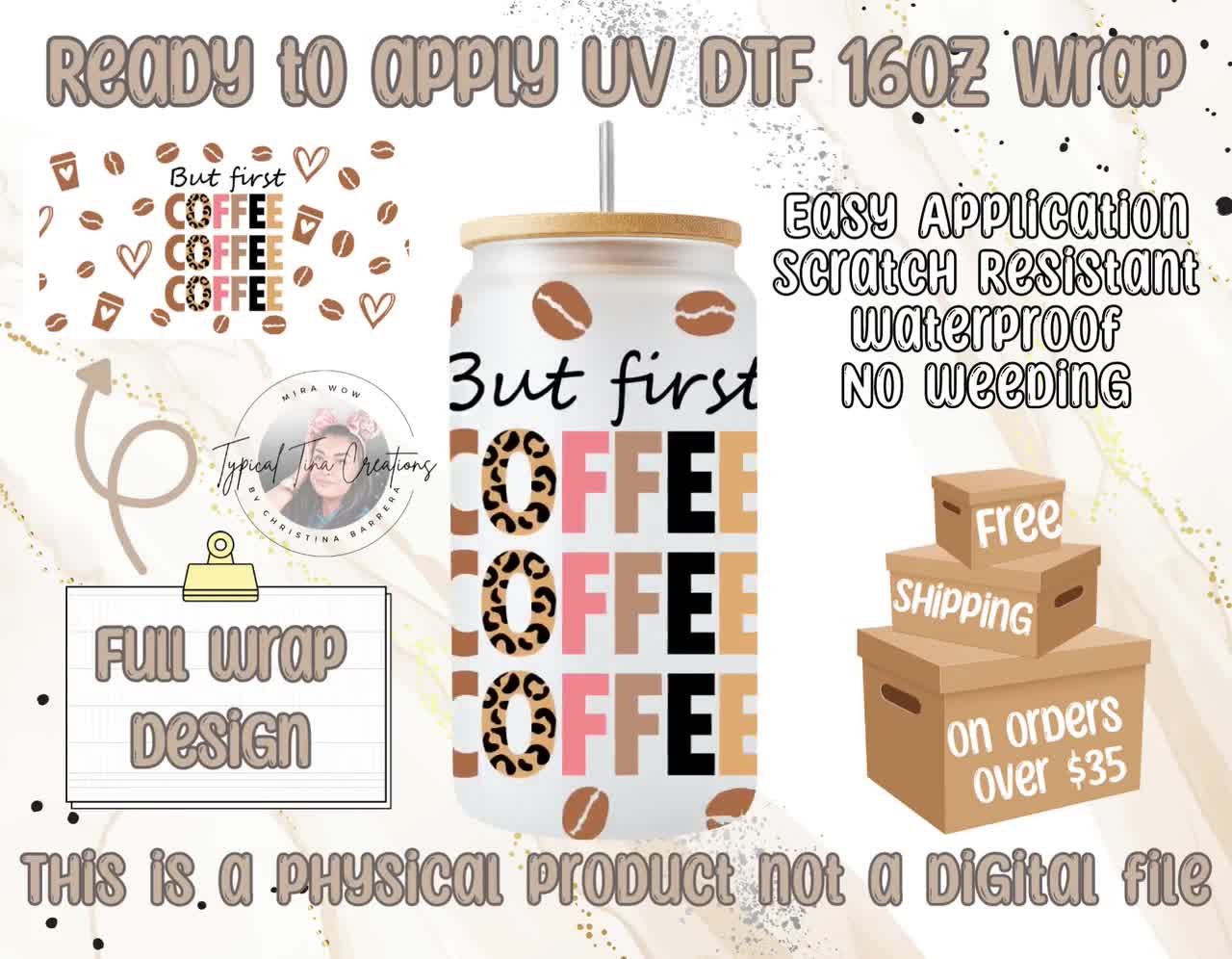 UVDTF Cup Wrap Ready to Apply High Quality Printed in House Easy  Application UVDTF Transfer Fits 15oz-17oz Cups-mugs 