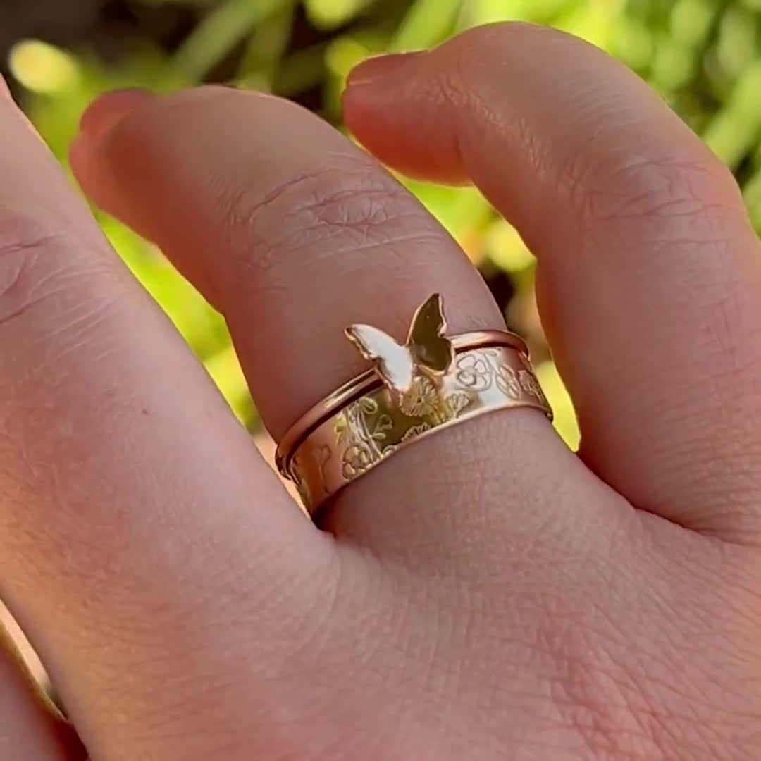 Butterfly Ring • Dainty Minimalist Feminine Spring Jewelry - Solid