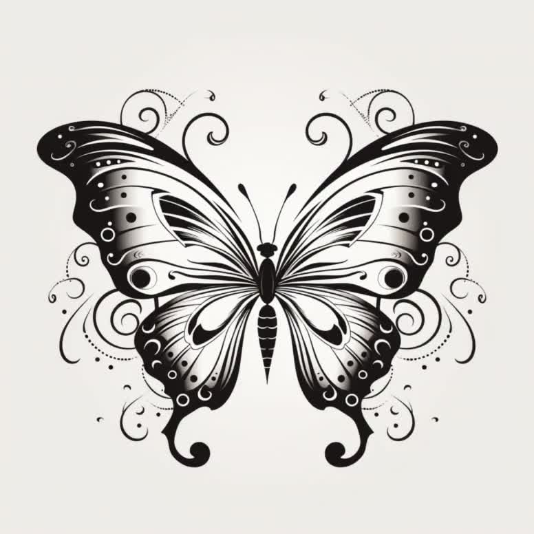 Handdrawn Sketch of a Butterfly Tattoo with Flowers Pastel Colors Vintage  Drawing Hyperdetailed · Creative Fabrica