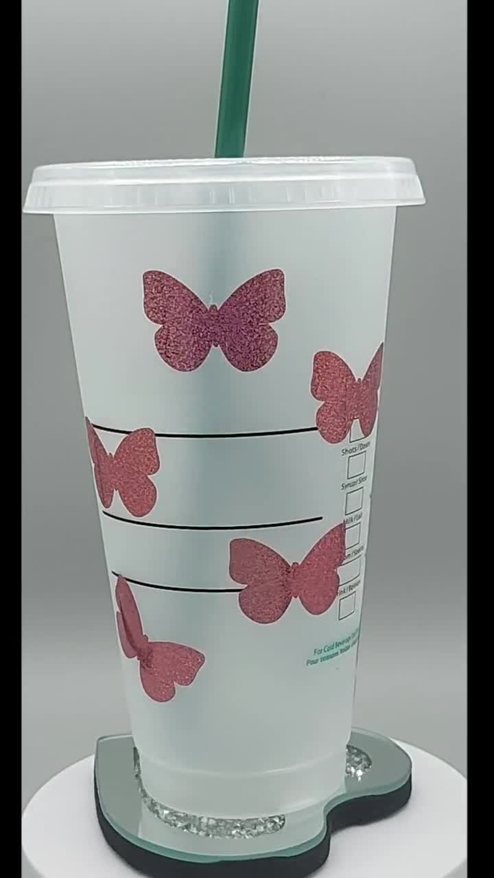 Butterfly Vinyl Sticker 710ml Reusable Straw Cold Cup Decals