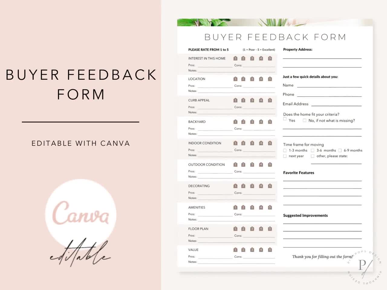 Buyer Feedback Form, Real Estate Marketing, Real Estate Form