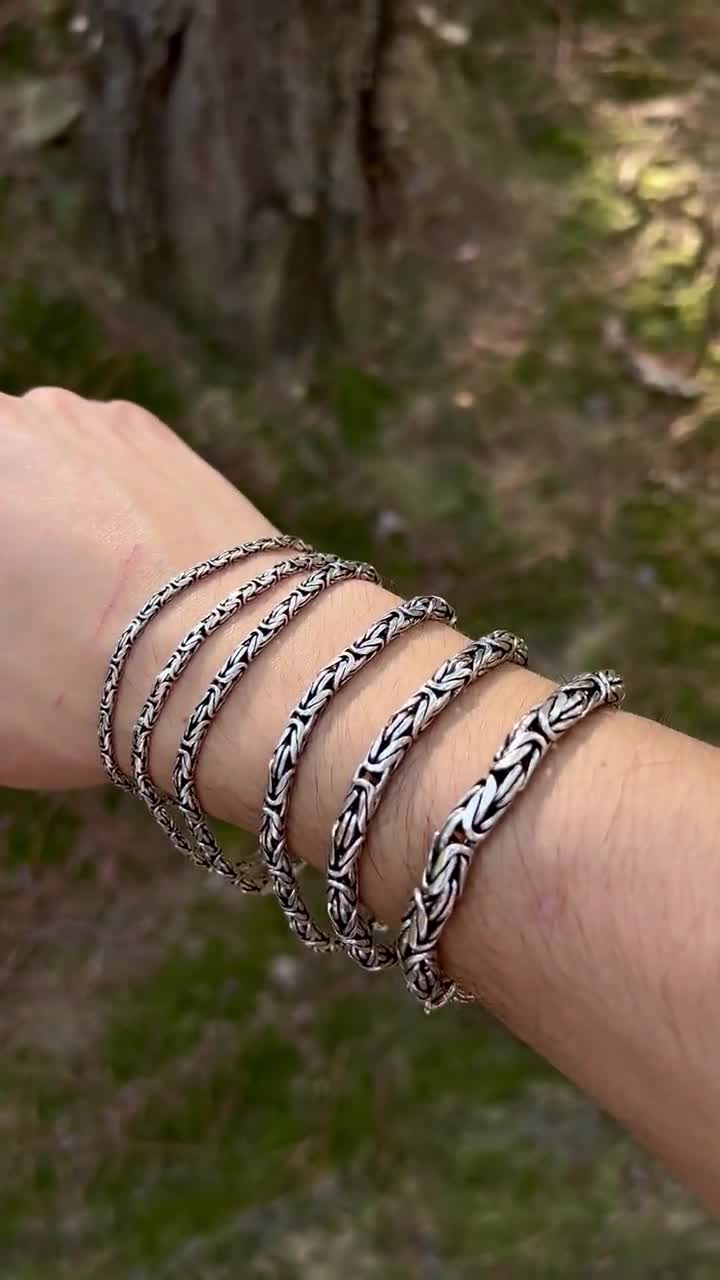925 Sterling Silver Bali Byzantine Chain Bracelet: Mens King