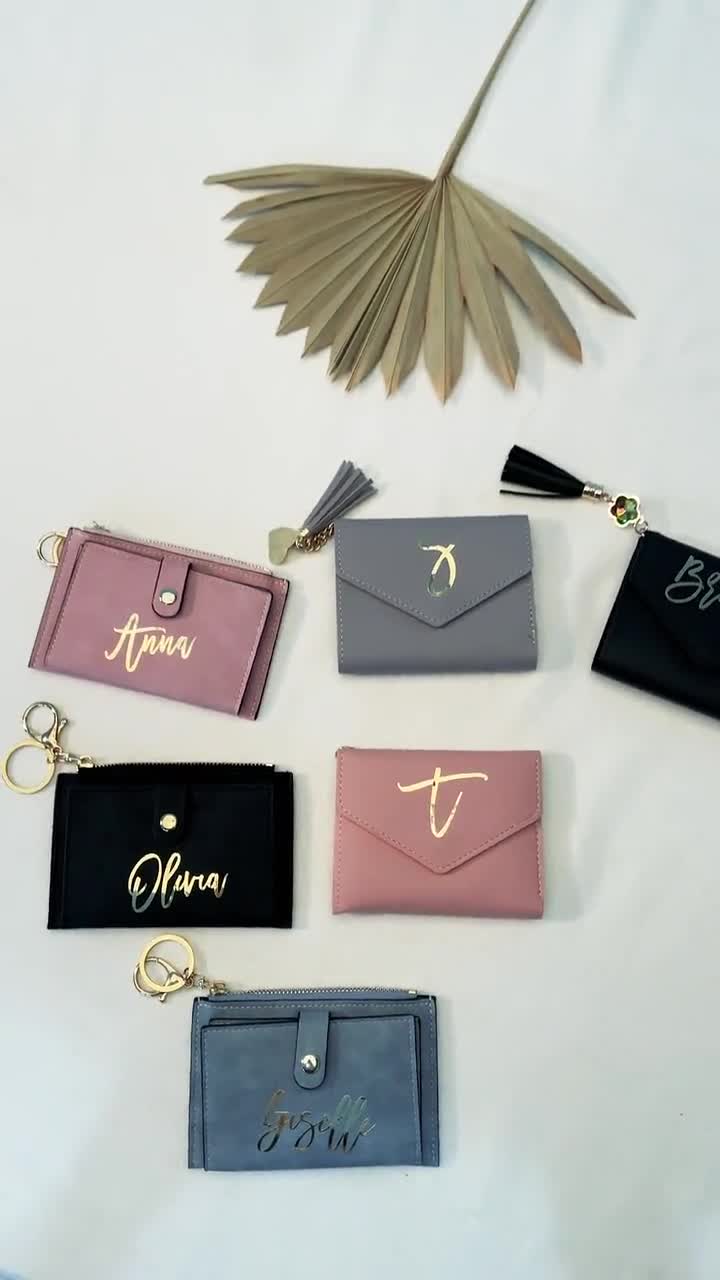 Personalizza iniziali Mini portafoglio 100% portamonete con cerniera in  vera pelle portamonete per uomo donna lettere personalizzate borsa per  soldi regalo