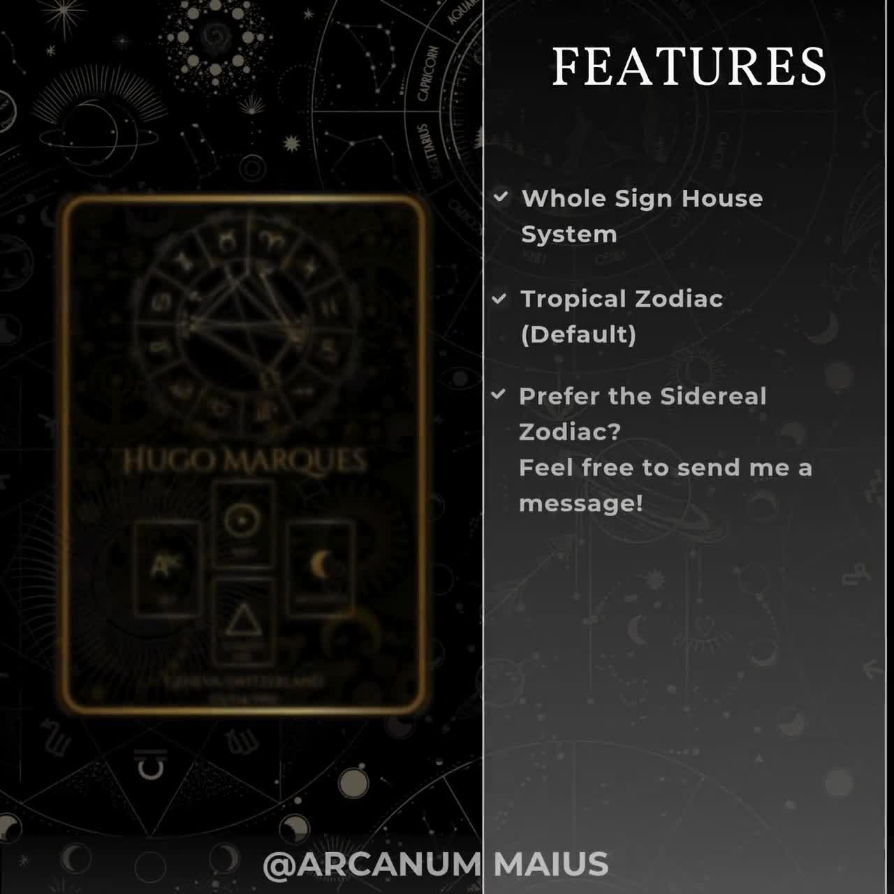 Or et noir, Thème astral personnalisé, Affiche astrologique, Décoration spatiale, Cadeau d'anniversaire, Roue du zodiaque, Art astrologique élégant video poster