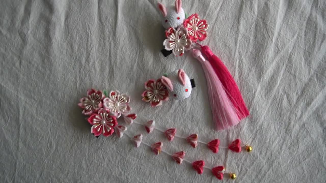 Handmade Japanese Traditional Tsumami Kanzashi Hair Clip Pin