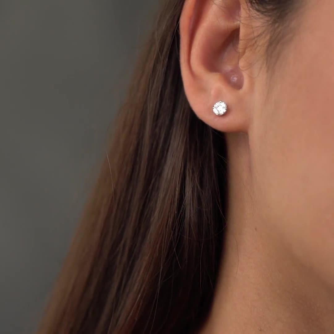 18K GOLD GF 3mm-10mm MENS WOMEN KID CT SQUARE DIAMOND STUD EARRINGS EAR  Piercing