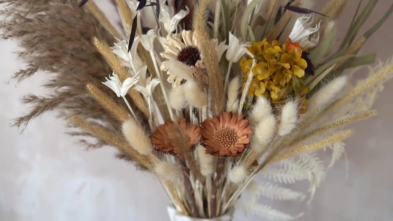 Flores secas naturales/Arco decorativo de hierba de Pampas/Arco de flores  artificiales/Arreglo de boda/Boho 16#