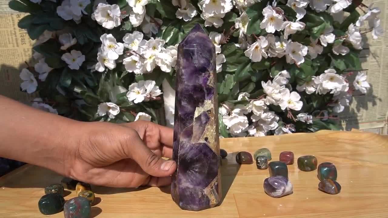 Large Blue Amethyst Obelisk Tower: Healing Auralite-23 Crystal