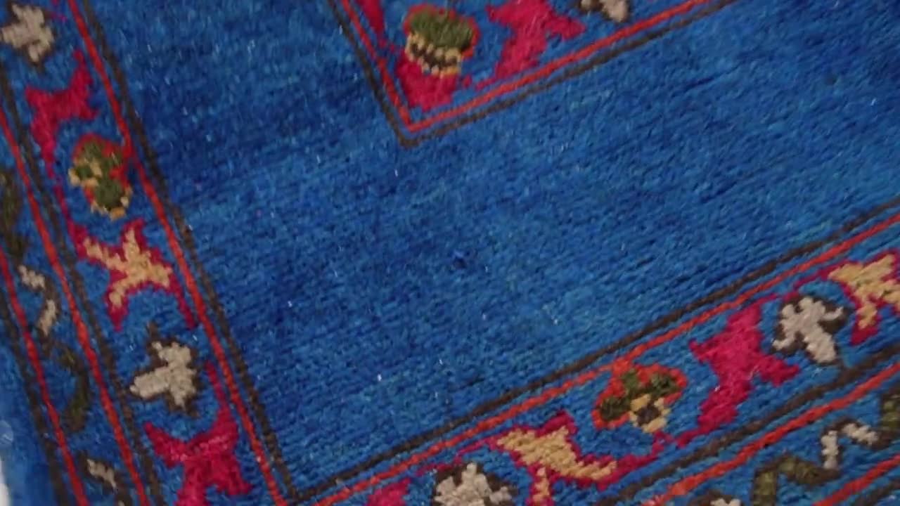 7x10 ロイヤルブルー ビジュダルラグ - アフガニスタン製ハンドメイド