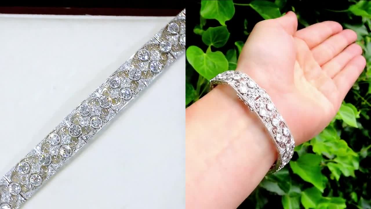 Bracelet En Or 18 Carats Avec Diamants - Poids 17,48 G, 0,90 Carat De Diamants - Occasion