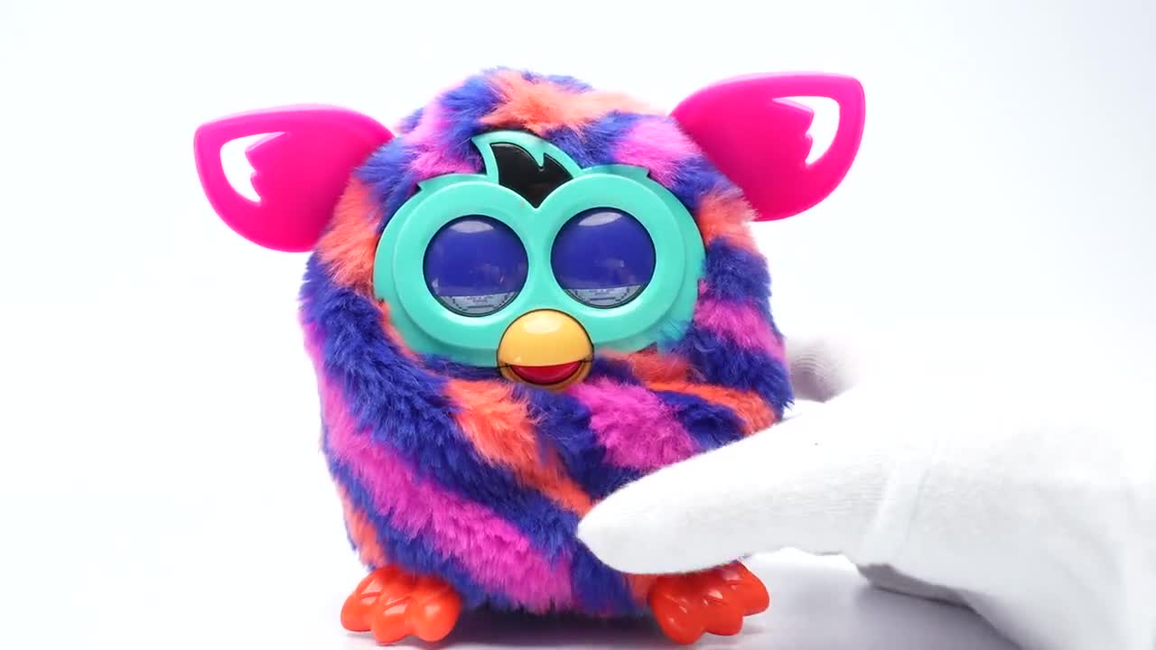 Furby Boom Striped Pink Purple Orange – Interactive Vintage Toy