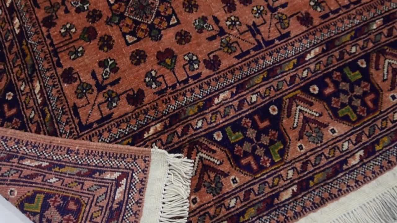 7x5インチ テラコッタラグ/アフガニスタン ブハララグ/ヴィンテージ