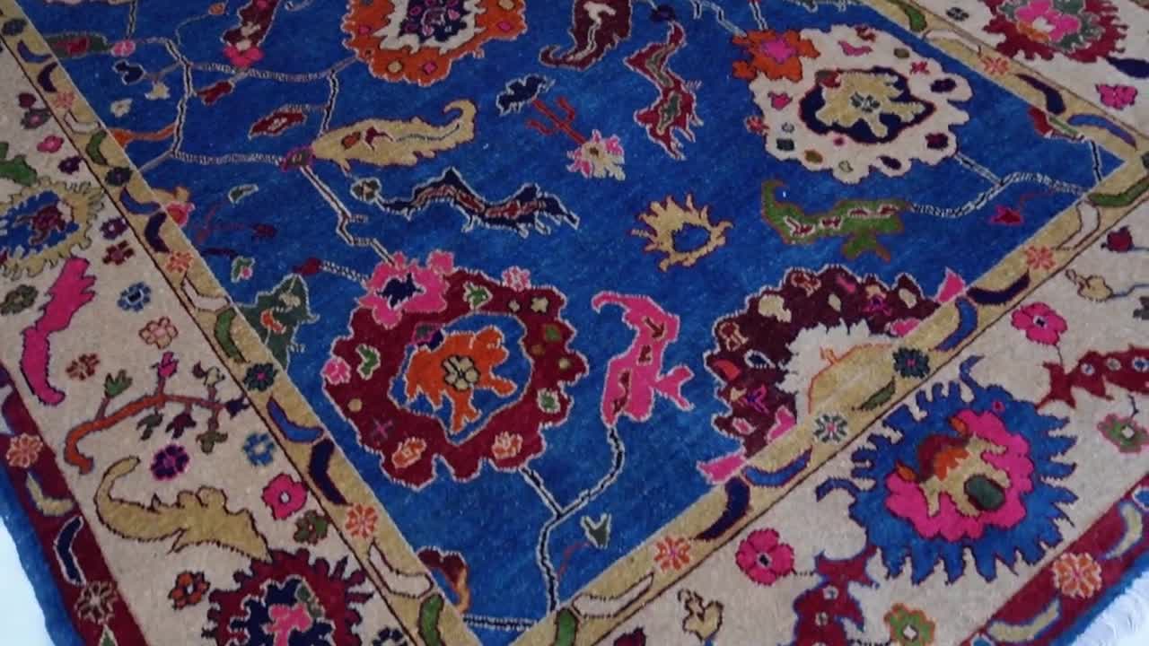 ロイヤルブルーラグ 7x10 アフガニスタン製ハンドメイドウールラグ