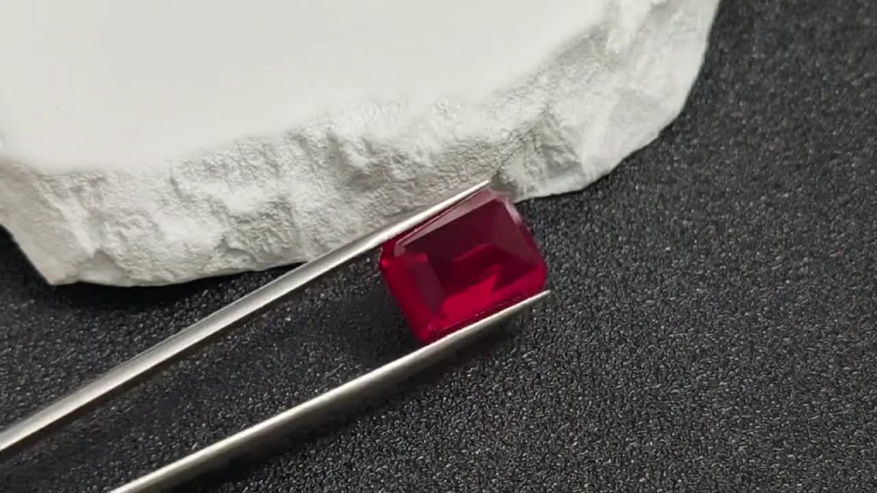 高品質ルビー長方形ファセット宝石エメラルドカットルビー宝石